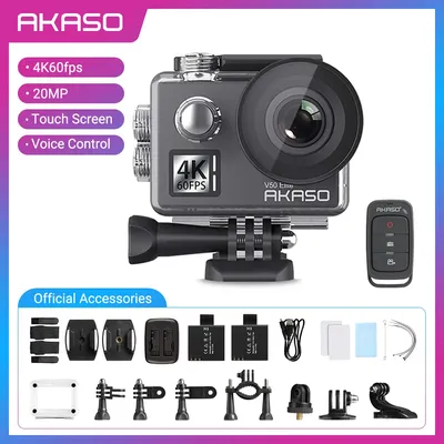 AKASO-Caméra d'action étanche V50 Elite écran tactile caméra de sport commande vocale caméra Web
