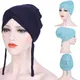 Bonnet sous-foulard uni Criss Cross avec Bandages coton doux musulman sous-Bonnet pour femmes