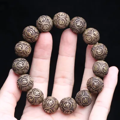 Bracelet de perles en bois d'onyx naturel chapelet de méditation bouddhiste breloque de yoga