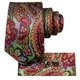 Cravate en soie florale colorée rouge pour hommes bouton de manchette pratique à la mode pour