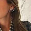 Boucles d'oreilles ailes d'ange en cristal pour femmes uniques style bohème rétro asymétrique