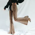 Wsevypo-Pantalon évasé skinny taille haute pour femme pantalon vintage bas à la mode années 90