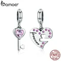 BAMOER – serrure romantique en argent Sterling 925 clé de cœur rose CZ pendentif à breloque