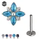 Piercing Labret en Titane F136 Mignon 5A CZ Fleur Cartilage Clip exacjon Bijoux Filetage