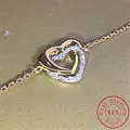 Bracelet coeur diamant en or 18K en argent Sterling 925 véritable bijoux de fiançailles de