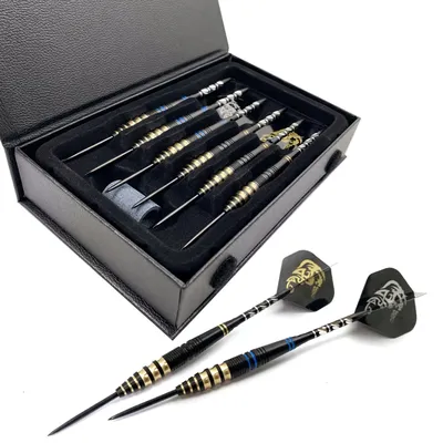 Jeu de fléchettes à aiguilles en acier et tungstène ensemble de 6 pièces 23g coffret cadeau avec