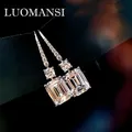 Luomansi – boucles d'oreilles en or blanc 18K en argent 925 véritable carré en Zircon à haute