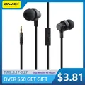 Awei 3.5mm Écouteurs filaires mobiles Casque intra-auriculaire Gamer Contrôle du volume avec