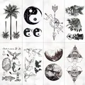 Autocollant de Tatouage Temporaire Étanche pour Homme et Femme Carte du Monde Motif Arbre AMP