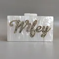 JOParty-Sac à main pour femmes pochette de soirée en acrylique perle blanc argent paillettes