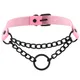 JOPink-Collier en cuir de style gothique tour de cou noir collier punk rock bijoux Kawaii