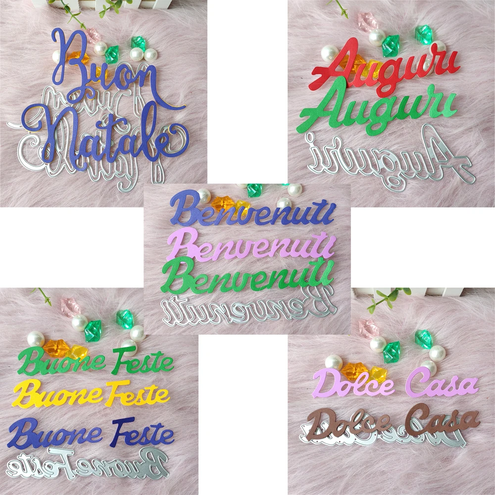 Nouveau mot italien matrices de découpe en métal décoratif bricolage Scrapbooking artisanat en acier découpé gaufrage papier cartes pochoirs