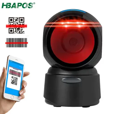 HBAPOS – Scanner de codes à barres 1D 2D appareil de bureau omnidirectionnel mains libres