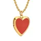 Collier coeur rouge émaillé pour femmes pendentif en forme de cœur ouvrable avec breloque perlée