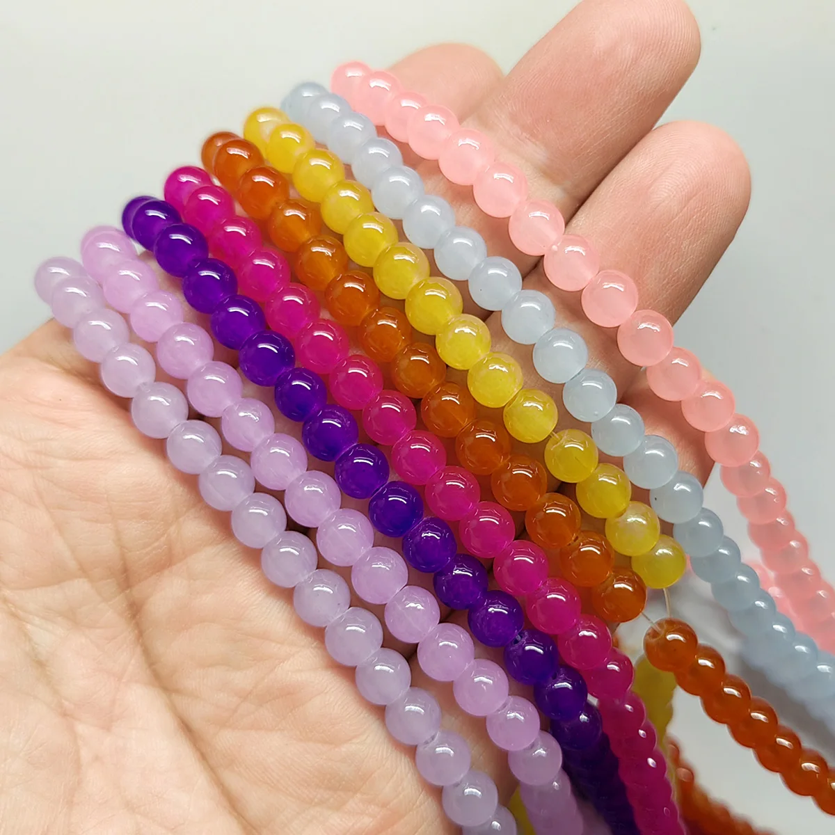 Perles rondes en verre Opaque de 6mm, 120 pièces, perles d'espacement amples, vente en gros, Lot en vrac pour la fabrication de bijoux, résultats artisanaux de bricolage