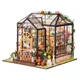 Cutebee-Serre l'inventaire en bois avec éclairage LED pour enfants kit de fleurs mini maison de