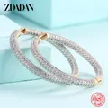 ZDADAN-Boucles d'oreilles créoles en argent 925 pour femme bijoux fantaisie or 18 carats 35mm