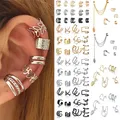 Boucles d'oreilles à Clip en forme de feuilles argentées pour femmes et hommes ensemble créatif