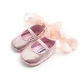 Chaussures à lacets avec nœud papillon pour bébé fille souliers pour enfant nouveau-né semelle