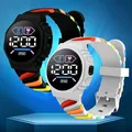 Montre électronique numérique avec bracelet en silicone pour enfants montre de sport pour enfants