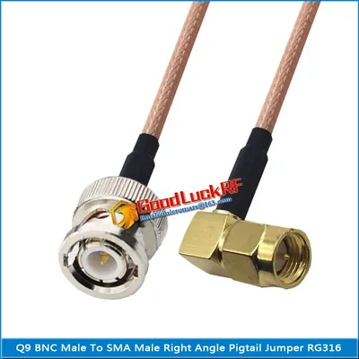 Connecteur RF Q9 BNC mâle vers SMA mâle à Angle droit 90 degrés câble d'extension RG316 faible