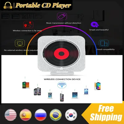 Haut-parleur Bluetooth portable avec télécommande sans fil lecteur CD radio FM montage mural