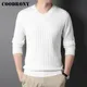 COODRONY – pull en tricot de couleur unie pour homme décontracté doux et chaud col en v à la