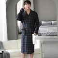 Le plus récent M-4XL automne peignoir hommes 100% coton haut de sommeil Kimono Robes pour hommes