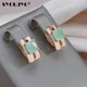 SYOUJYO – boucles d'oreilles carrées pour femmes bijoux de mariage couleur or Rose ovale zircone