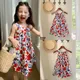 Robe d'été rétro en coton pour filles vêtements de plage pour enfants imprimé floral glaçure