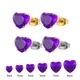 Uelf-Boucles d'Oreilles Clous d'Oreilles Coeur Clip pour Femme Acier Inoxydable Classique Violet