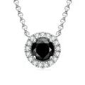 IOGOU-Collier pendentif diamant Halo pour femme coupe ronde 1 carat moissanite noire véritable