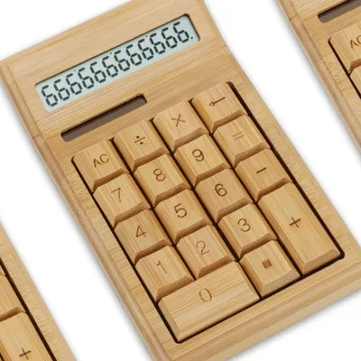 Calculatrice de bureau en bambou avec écran LCD à 12 chiffres cadeau spécial pour l'école calcul