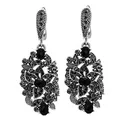 AjoDairy-Boucles d'oreilles longues en cristal noir vintage pour femmes boucles d'oreilles