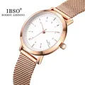 IBSO – montre-bracelet à Quartz pour femmes tendance couleur or Rose maille mouvement japonais