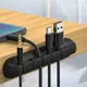 Clips de câble en silicone noir 5 trous flexible USB souris sauna téléphone enrouleur de fil