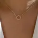 Collier pendentif cercle en cristal pour femme bijoux uniques document doré mode élégante vente