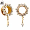 KUBOOZ-Boucles d'Oreilles en Acier Inoxydable Piercings Fleur Bouchon Tunnel Bijoux Corporels