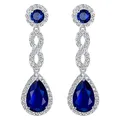 Huitan – boucles d'oreilles de mariage pour femmes bijoux de luxe couleur argent bleu zircone