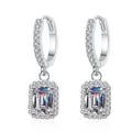 Boucles d'oreilles pendantes en argent regardé 925 pour femme émeraude moissanite diamant