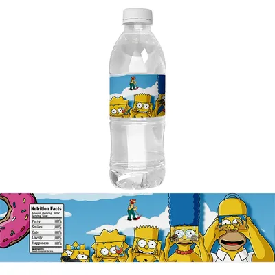 Autocollant bouteille d'eau Les Simpsons fournitures de décoration de fête d'anniversaire pour
