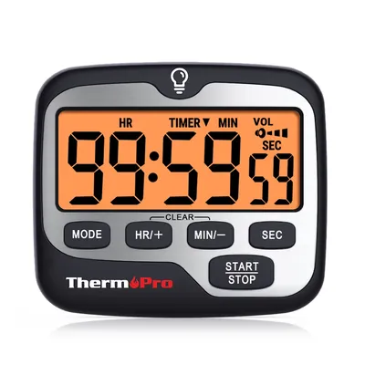 ThermoPro TM01 rétro-éclairage 4 alarme Volume avec fonction horloge compte à rebours cotup cuisine