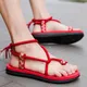 Tongs romaines rouges pour hommes et femmes chaussures de plage sandales décontractées pantoufles