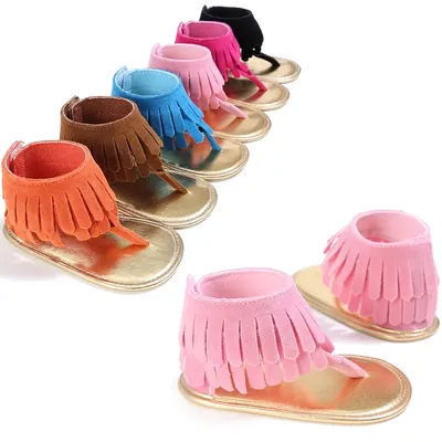 Sandales d'été pour bébés filles | Sandales à franges pour nourrissons semelles de berceau