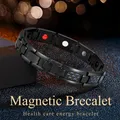 Bracelet magnétique en acier titane pour hommes en Fiber de carbone bleue bijoux d'énergie à ions