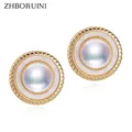 ZHBORUINI – boucles d'oreilles rondes en perles d'eau douce pour femmes nouveau Design plaqué or