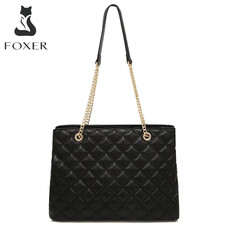 FOXER femmes mode matelassé sac à bandoulière femme classique sous les bras sac Vintage dame Simple fourre-tout sacs cadeau de noël
