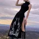 Robe longue à col roulé de style gothique pour femmes robe fourreau vintage robe d'été sexy pour