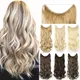 Soowee-Extensions de Cheveux Synthétiques Longs Gris Blond pour Femme Extension de Postiches Ligne