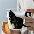 Tasse en verre chat mignon avec poignée en queue de chat tasse à café tasse à lait tasse à thé